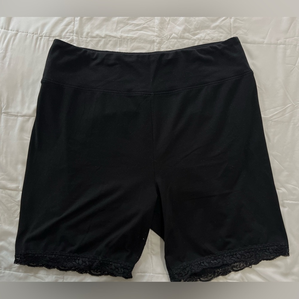 American Eagle Outfitters Black Lace Trim Bike Shorts